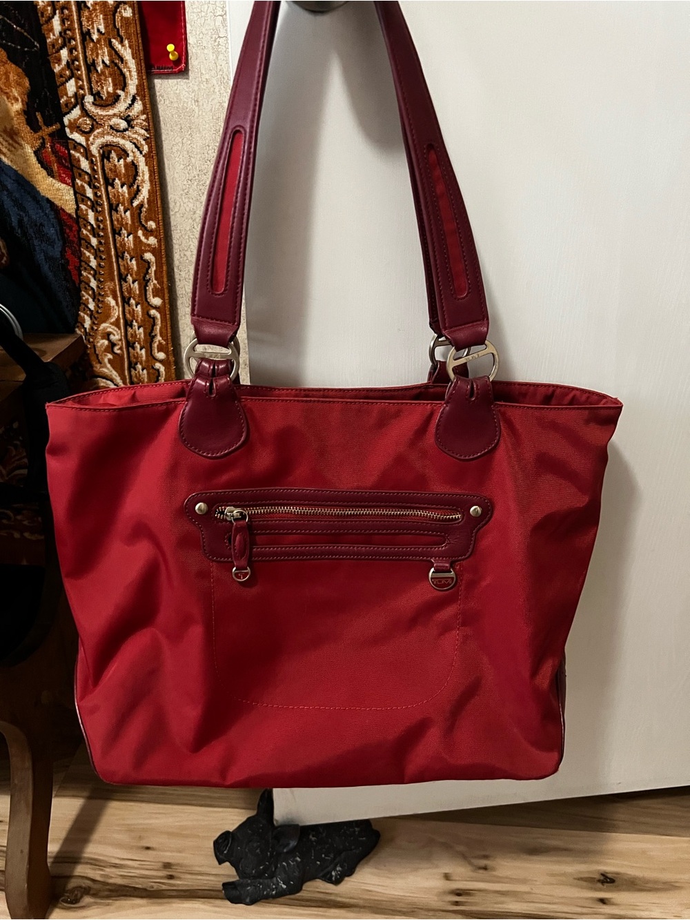Everyday used Tumi Red Women's Tote with Front Zip Pocket